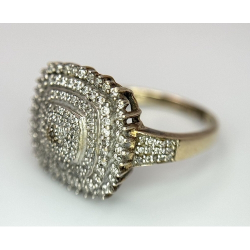 537 - A 9K YELLOW GOLD DIAMOND COCKTAIL RING 0.65CT 3.6G SIZE O. Ref: SC 6021