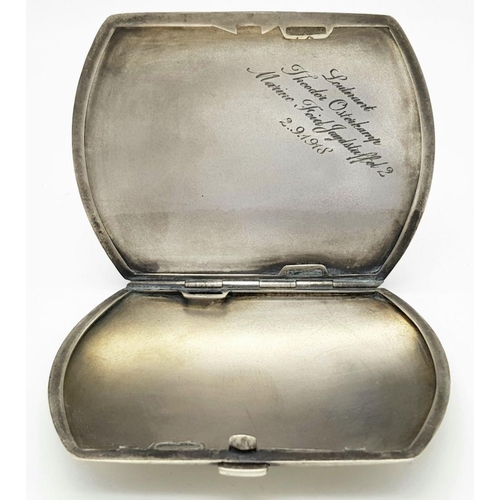 54 - A Silver Cigarette Case presented to the Imperial German Naval Ace “Theodore Osterkampmein” Although... 