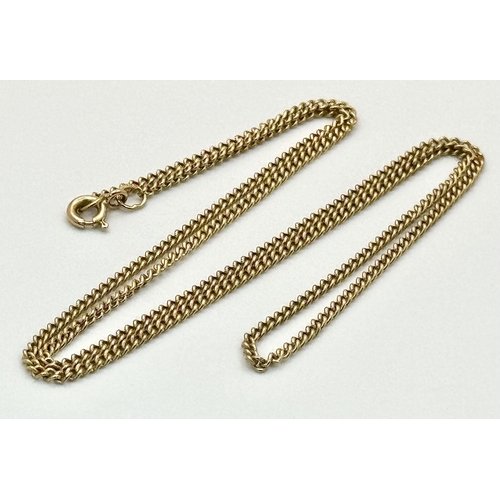 414 - A 9K Yellow Gold Petit Curb Link Necklace. 44cm. 3.85g weight.