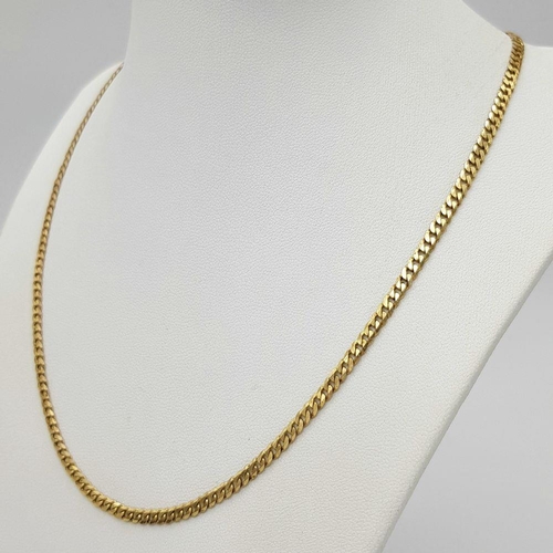 541 - A 9K Yellow Gold Flat Belcher Link Chain. 44cm. 8g weight.