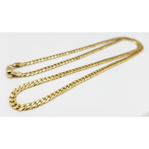 541 - A 9K Yellow Gold Flat Belcher Link Chain. 44cm. 8g weight.