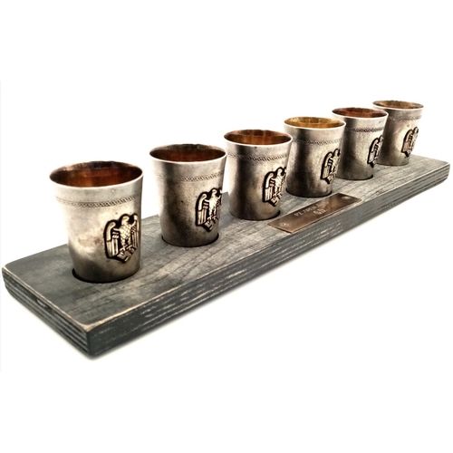 125 - 6 x WW2 German Schnapps Cups. The base is marked to a Panzer Grenadier Division.