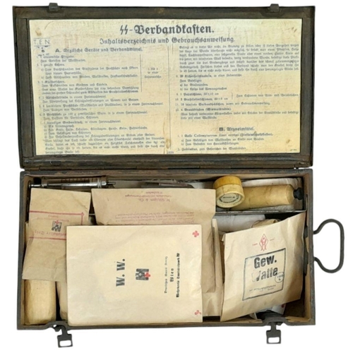 132 - 1939 Dated Waffen SS First Aid Tin with contents.