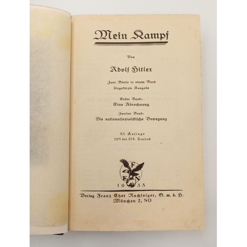 258 - A Mein Kampf 1933 Edition. All Round Good Condition for its age.