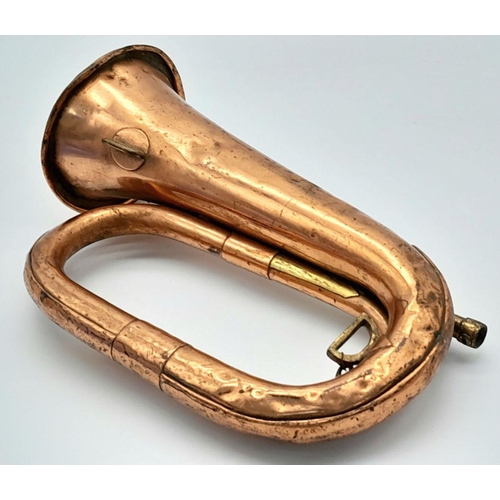 377 - A 1913 Dated Imperial German Kaiserliche Naval Bugle. Missing the Mouthpiece. A little beat up, but ... 