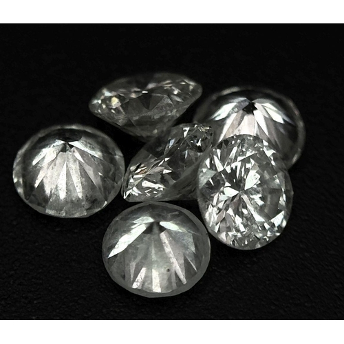 394 - Six Loose Brilliant Round Cut Diamonds - 1ctw approx. SI1/2 grade.