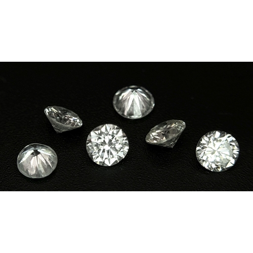 394 - Six Loose Brilliant Round Cut Diamonds - 1ctw approx. SI1/2 grade.