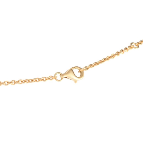 177 - A 18K Yellow Gold 1.0ct Diamond Necklace. At the center of the 17 chain, oval-shaped links measuring... 