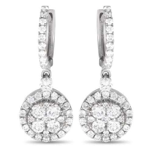 191 - A pair of 18K White Gold 0.89ct Diamond Drop Earrings. Minimalist 18K white gold setting that measur... 