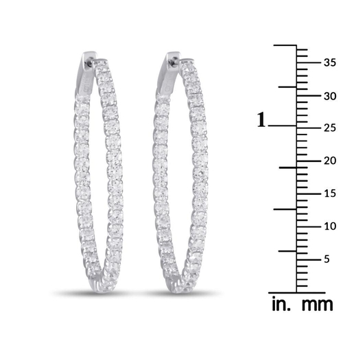 247 - A pair of 14K White Gold 2.16ct Lab-Grown Diamond Hoop Earrings. Fashioned in 14K gold and have a fl... 