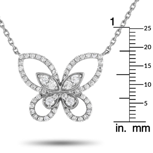 416 - A 18K White Gold 0.46ct Diamond Butterfly Necklace. A charming butterfly pendant measuring 0.75 long... 