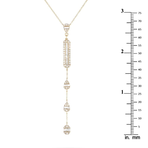 563 - A 14K Yellow Gold 0.90ct Diamond Necklace. Five diamond clusters - four in marquise-shaped frames an... 