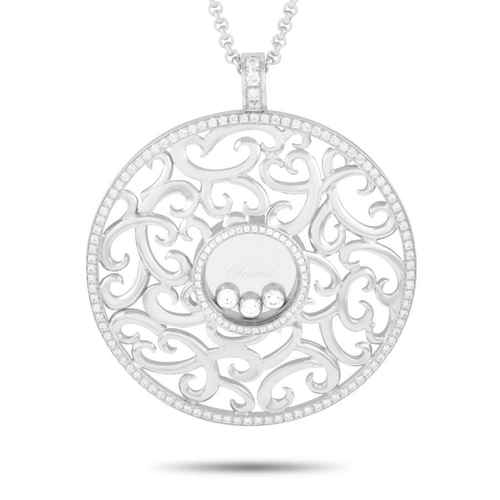 570 - Withdrawn - A Chopard Happy Diamonds 18K White Gold Diamond Pendant Necklace. Crafted from 18K White... 