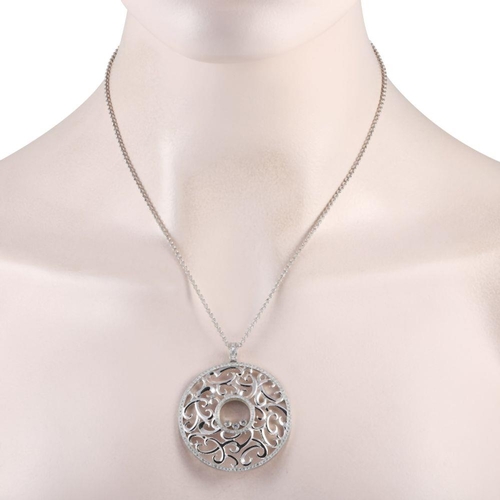 570 - Withdrawn - A Chopard Happy Diamonds 18K White Gold Diamond Pendant Necklace. Crafted from 18K White... 