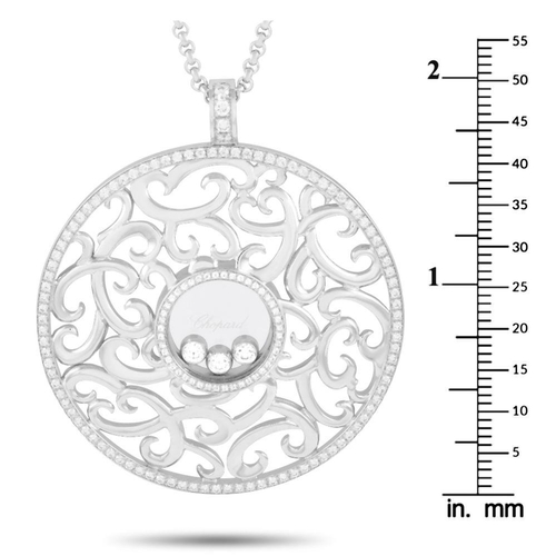 570 - Withdrawn - A Chopard Happy Diamonds 18K White Gold Diamond Pendant Necklace. Crafted from 18K White... 