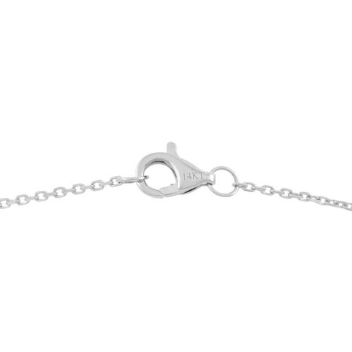 711 - A 14K White Gold 1.0ct Diamond Quatrefoil Station Necklace. White gold chain with diamond-studded qu... 