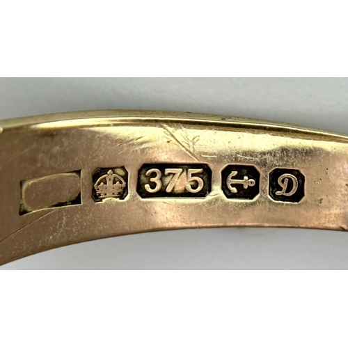 220 - A9K GOLD BELT BUCKLE RING .   2gms    size R