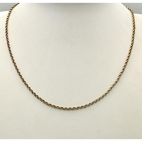 227 - A 38cms 9K GOLD SMALL BELCHER LINK CHAIN .   3.4gms