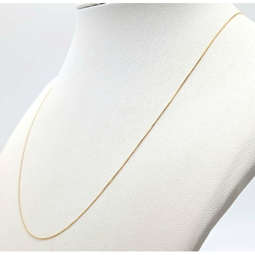 234 - A 9K GOLD VERY FINE 38cms DISAPPEARING NECKLACE .