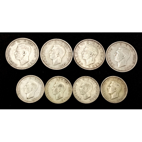 627 - A Parcel of 30 Pre-1947, WW2 Dated, Silver Shillings and Six Pences. Gross Weight 136.76 Grams.