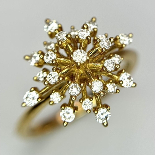 284 - A 10K YELLOW GOLD REPLICA MARILYN MONROE DIAMOND STARBURST RING - 0.50CTW. 3.1G. SIZE N. SIGNED INSI... 