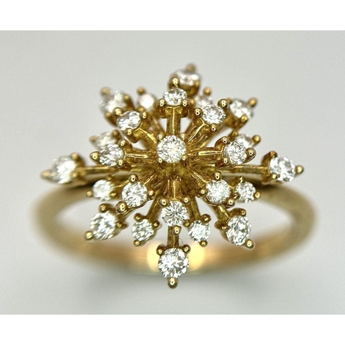 284 - A 10K YELLOW GOLD REPLICA MARILYN MONROE DIAMOND STARBURST RING - 0.50CTW. 3.1G. SIZE N. SIGNED INSI... 