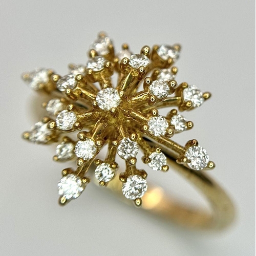 284 - A 10K YELLOW GOLD REPLICA MARILYN MONROE DIAMOND STARBURST RING - 0.50CTW. 3.1G. SIZE N. SIGNED INSI... 