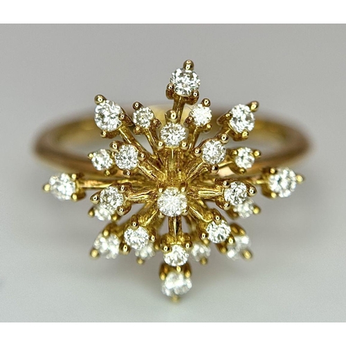 284 - A 10K YELLOW GOLD REPLICA MARILYN MONROE DIAMOND STARBURST RING - 0.50CTW. 3.1G. SIZE N. SIGNED INSI... 