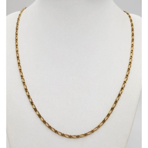 296 - A 9K YELLOW GOLD ELONGATED CURB NECKLACE, 24