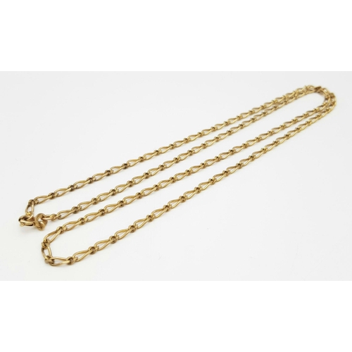 296 - A 9K YELLOW GOLD ELONGATED CURB NECKLACE, 24