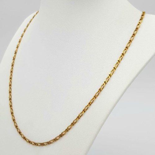 296 - A 9K YELLOW GOLD ELONGATED CURB NECKLACE, 24