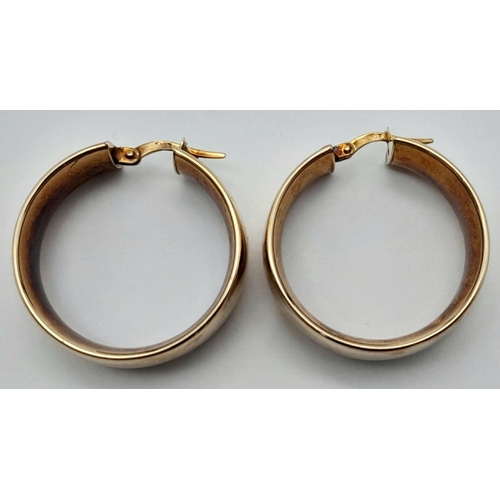 337 - A 9K YELLOW GOLD 1CM WIDE HOOP EARRINGS 2.8CM DIAMETER 5G. REF: SH1773I