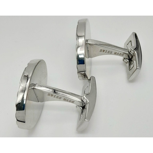 72 - A modern, stainless-steel pair of ROLEX cufflinks in new/unused condition, in a presentation box (no... 