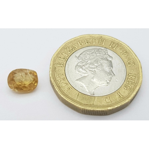 1871 - A 2.49ct Natural Zircon Gemstone - Yellow Colour Grade, Cushion Mixed Cut. Comes with the WGI Certif... 