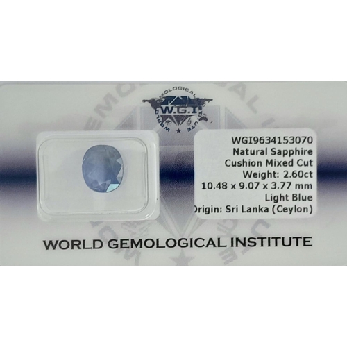 1530 - A Sealed 2.60ct Sri Lanka Natural Blue Sapphire - Cushion Mixed Cut. Comes with the WGI Certificate ... 