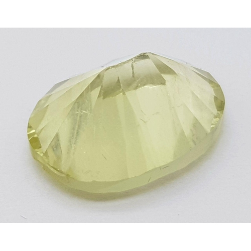 1906 - A 7.15 Ct Faceted Natural Brazilian Lemon Quartz, Concave Cut, Oval Shape. Comes with the GLI Certif... 