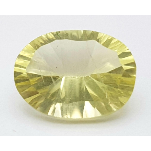 1906 - A 7.15 Ct Faceted Natural Brazilian Lemon Quartz, Concave Cut, Oval Shape. Comes with the GLI Certif... 