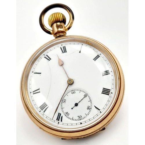 161 - Antique ROLLED GOLD ‘METEOR’ POCKET WATCH. Top winding, finished in Rose Rolled Gold with subsidiary... 