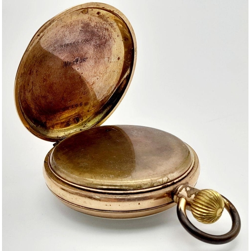 161 - Antique ROLLED GOLD ‘METEOR’ POCKET WATCH. Top winding, finished in Rose Rolled Gold with subsidiary... 