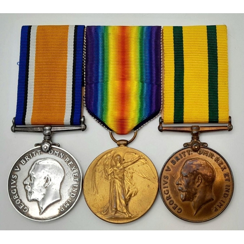 207 - A First World War group of three medals, including the Territorial Force War
Medal, consisting of: B... 