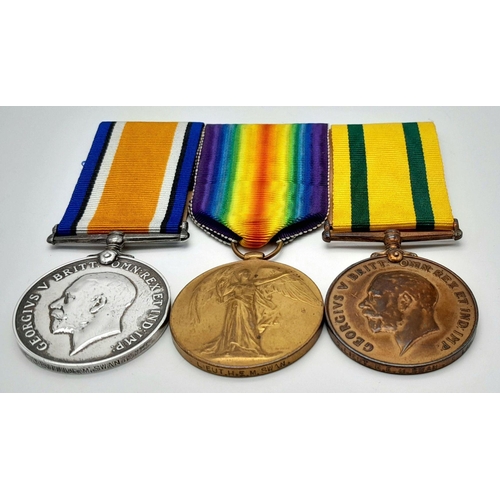 207 - A First World War group of three medals, including the Territorial Force War
Medal, consisting of: B... 