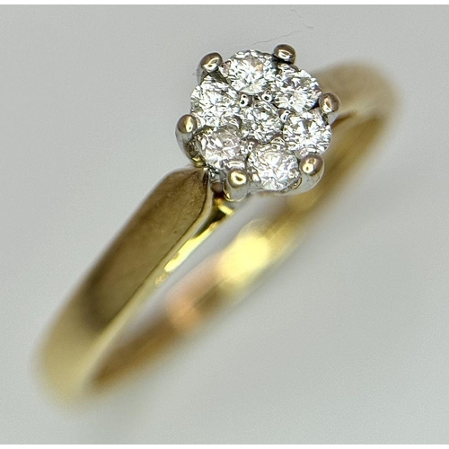 277 - AN 18K YELLOW GOLD DIAMOND RING - 0.15CT. 2.9G. SIZE N. SPEN6006.