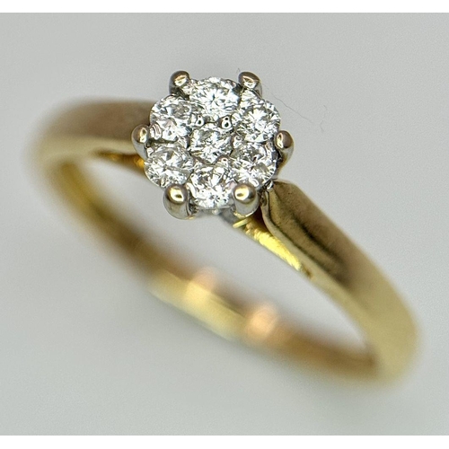 277 - AN 18K YELLOW GOLD DIAMOND RING - 0.15CT. 2.9G. SIZE N. SPEN6006.