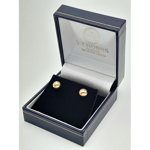 364 - Classic pair of  large 9 carat ‘GOLD BALL’  STUD EARRINGS . Complete with Gold backs. Presented in j... 