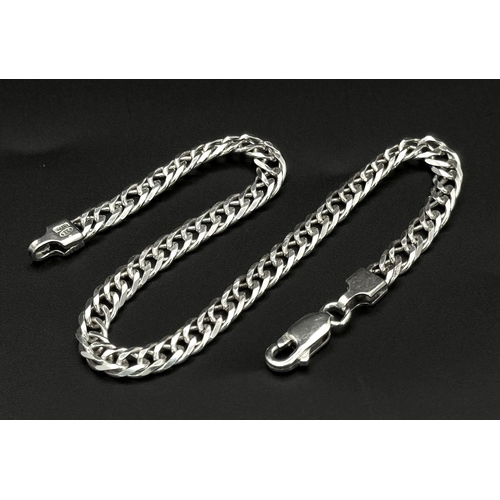 392 - Fabulous ITALIAN SILVER,  DOUBLE LINK CURB CHAIN BRACELET.20 cm. Please see pictures.