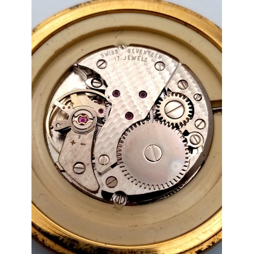 406 - Gentleman’s Vintage ‘GRADUS’ POCKET WATCH. 17 Jewels, Swiss Made. Gilded finish. Manual winding. Ful... 