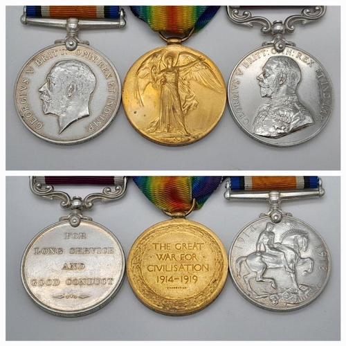 493 - A long service group of three medals to the Royal Engineers, consisting of:
British War Medal and Vi... 