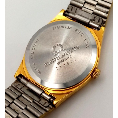 51 - A vintage, gold-plated SOLVIL et TITUS PANTHER watch. Matt gold finish with polished gold bezel. Cas... 