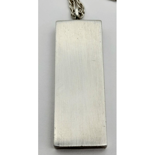 599 - A Hallmarked 1978 Silver Ingot Pendant Necklace. 41cm Length Sterling Silver Chain. Pendant Measures... 