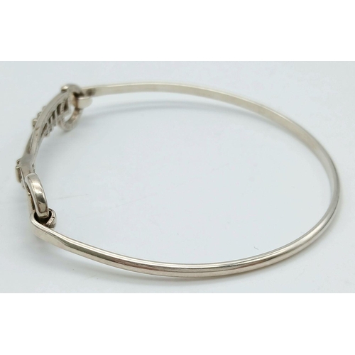 690 - A Vintage Sterling Silver Sprung Bracelet Hallmarked GJL (likely Georg Jensen). 6cm Inner Width. Wei... 